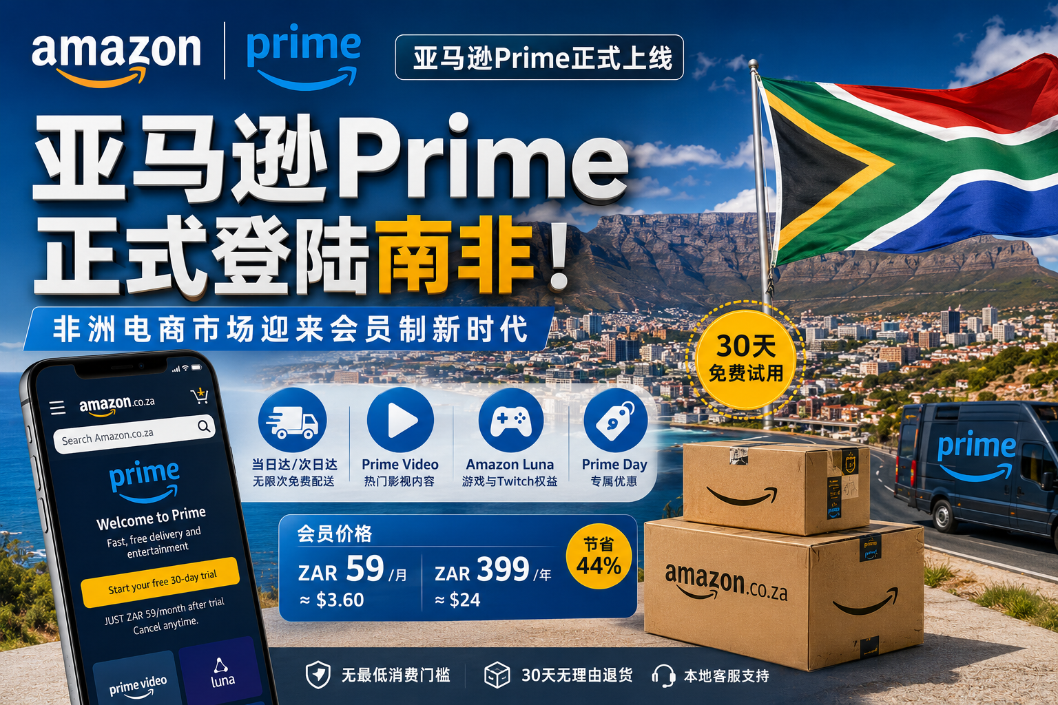 南非成为Prime新战场:亚马逊正在复制美国站打法-墨攻推广MOGOEC
