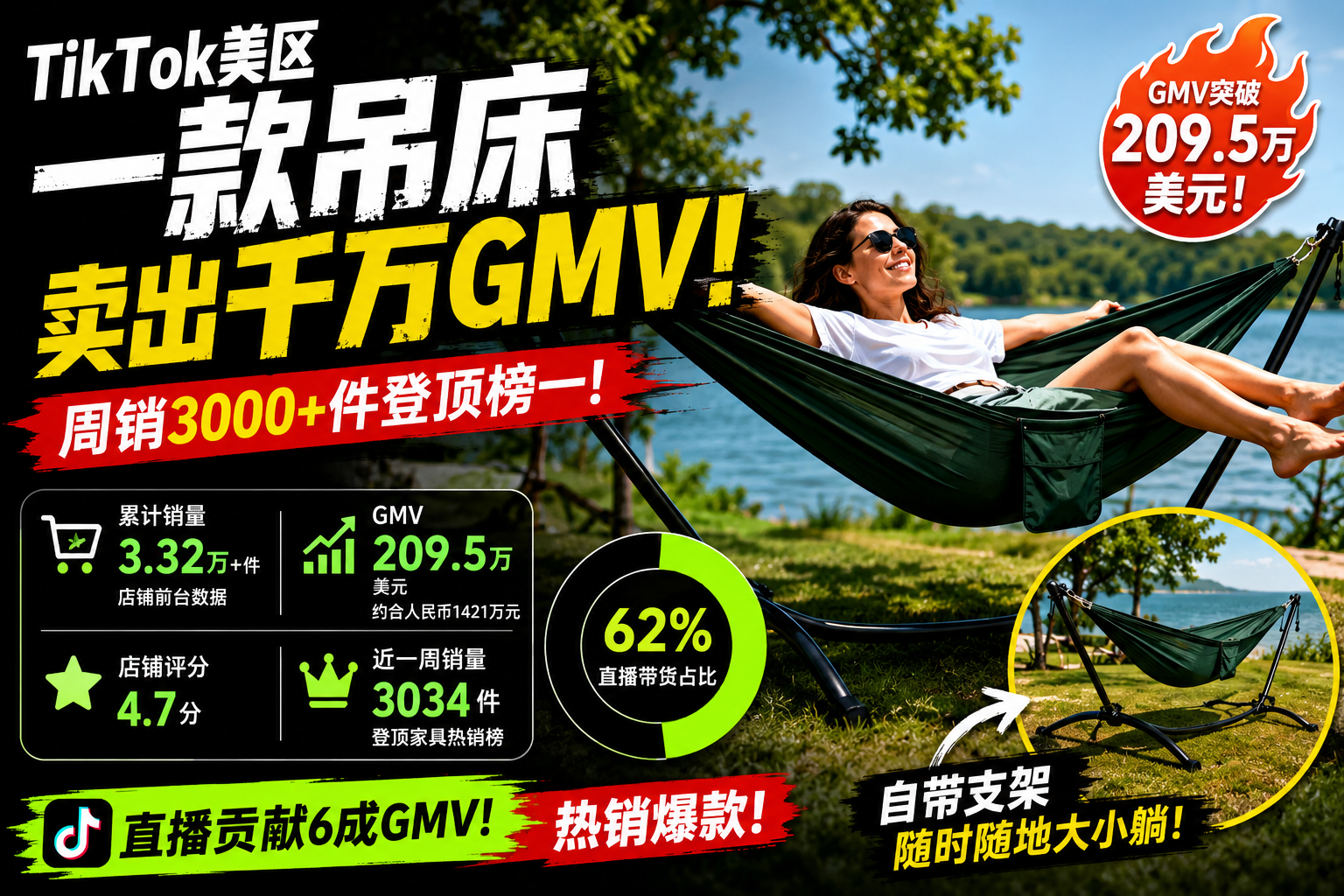 一张吊床卖出超200万美元,TikTok户外赛道又爆了-墨攻推广MOGOEC