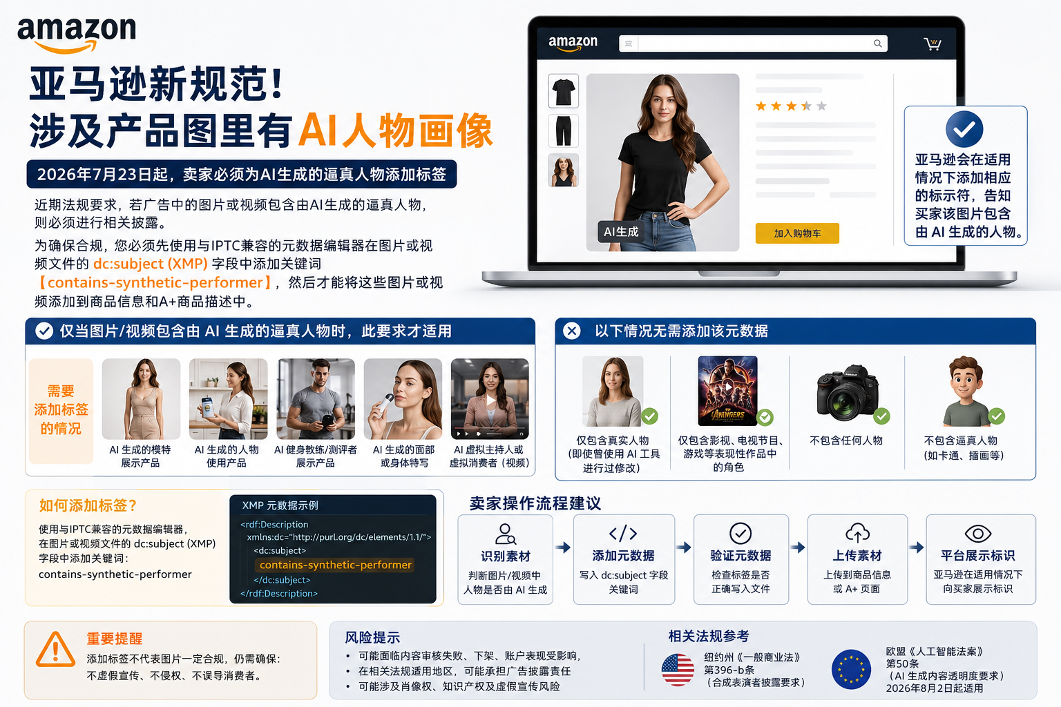 亚马逊AI图片合规升级:哪些图要标,哪些图不用标?